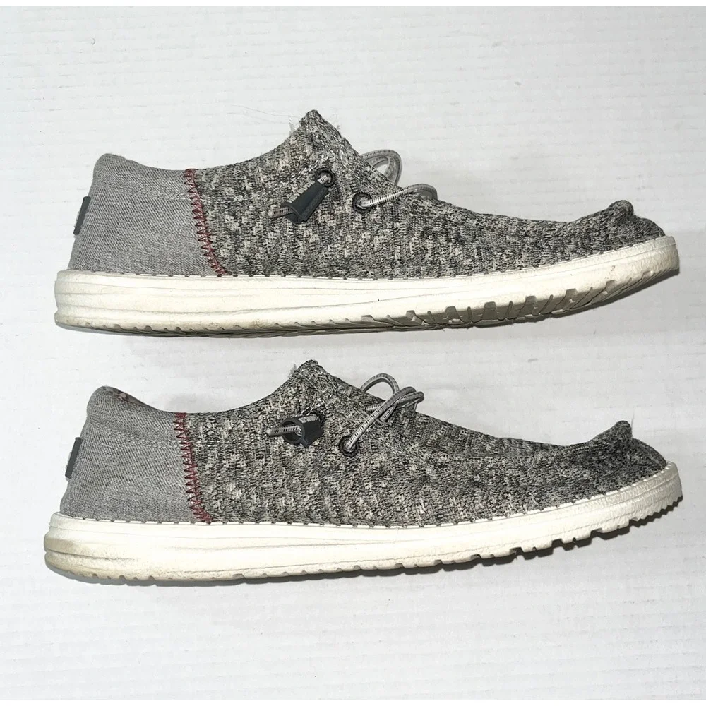 Hey Dude Shoes Mens 9 Grey Marl  Wally Sox Funk Fallen Rock Slip On Sneakers